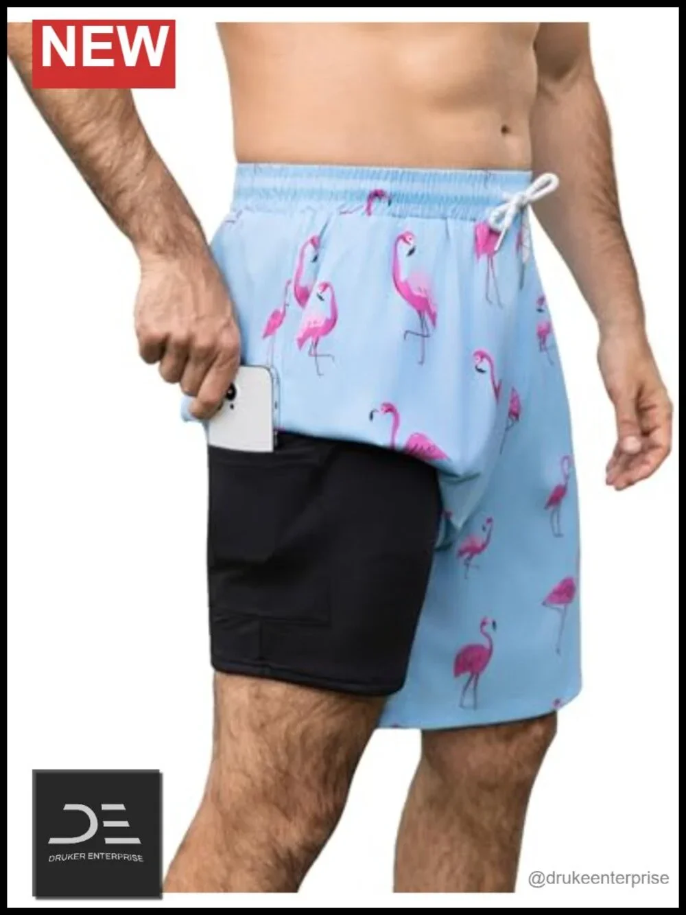 Mens Swim Trunks 7 Inch with Compression Liner Quick Dry 2 in 1 Beach Board
